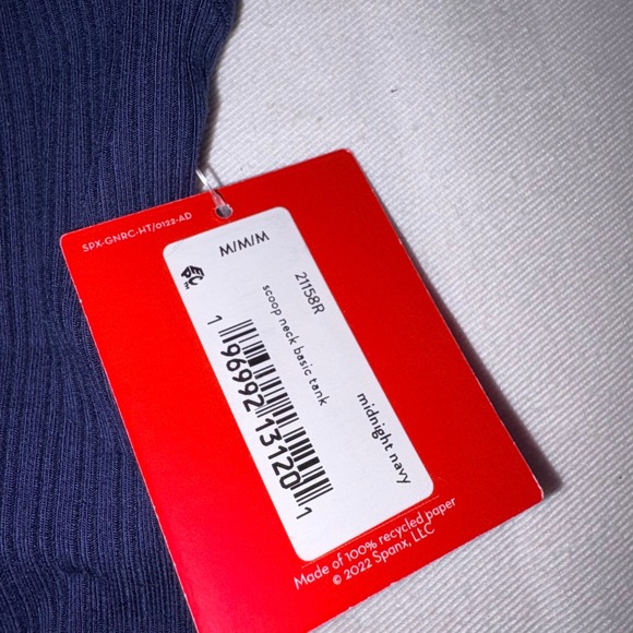 Spanx Midnight Navy Scoop Neck Basic Tank Ribbed Sleeveless Top medium - Picture 5 of 8